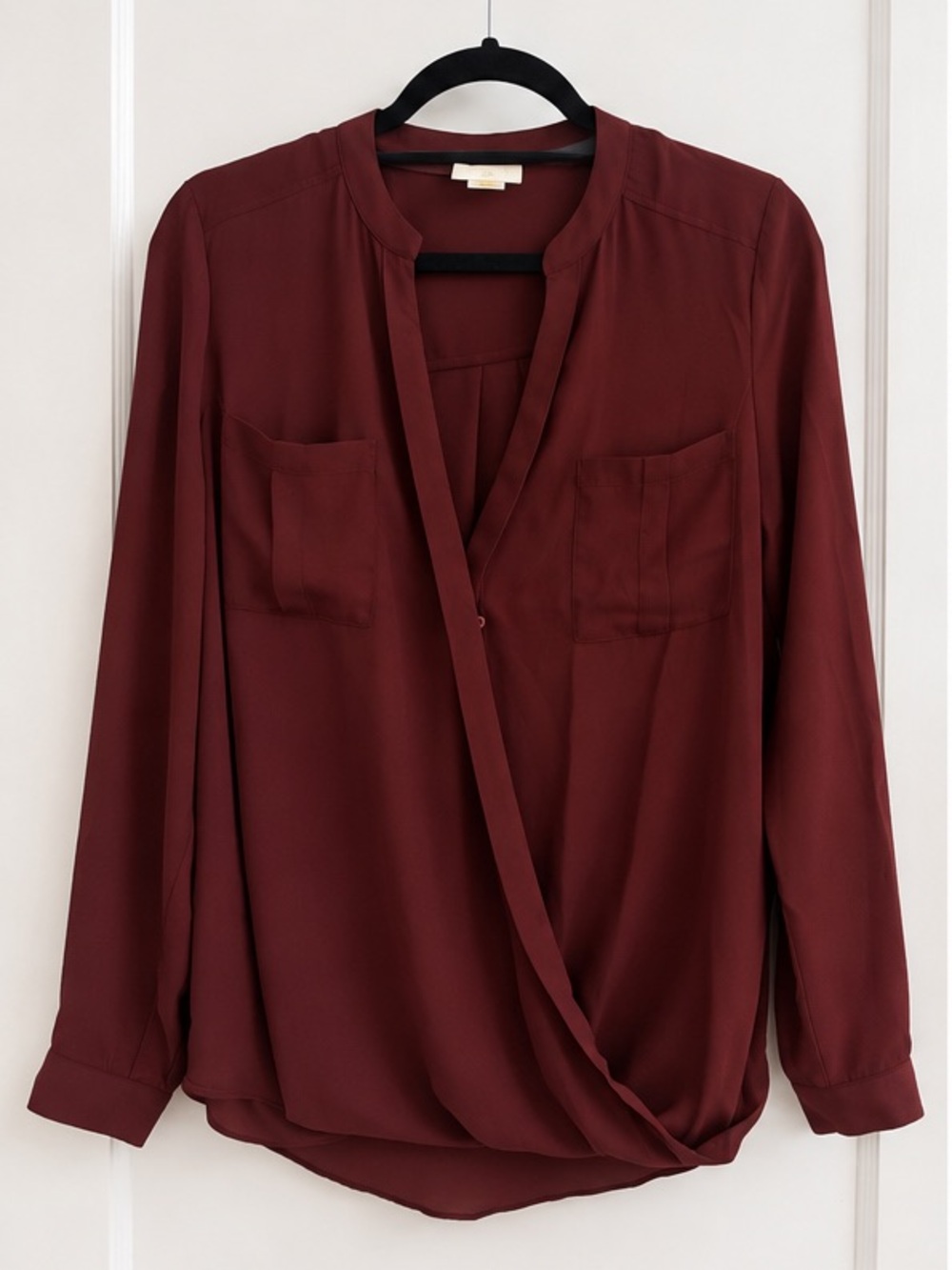 Anthropologie Maeve Burgundy Draped Wrap Blouse Size 6